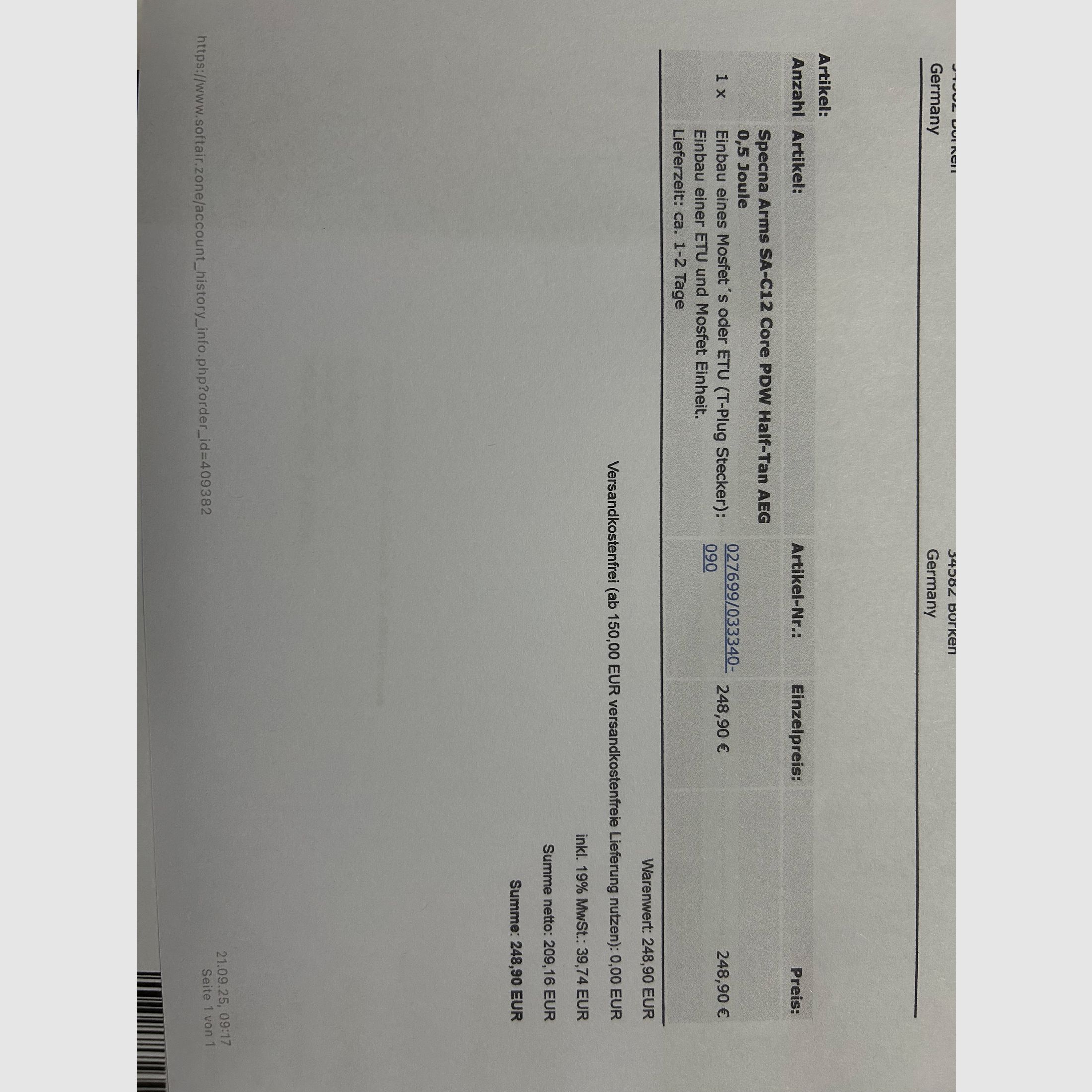 Specna Arms C12 Core Half Tan 0,5J Airsoft neuwertig!!