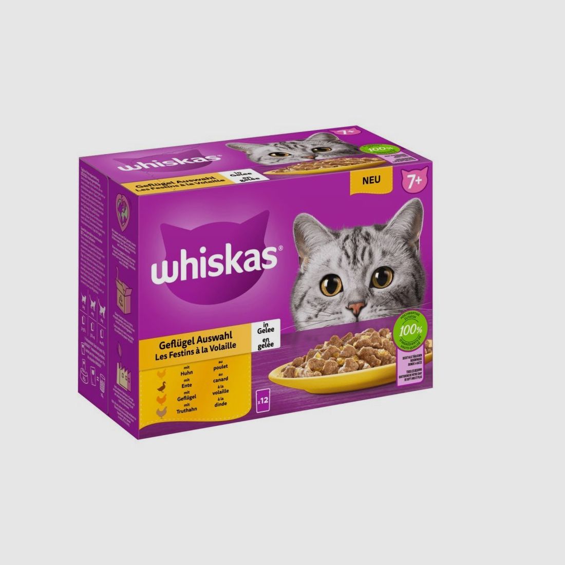 Whiskas Katzen Nassfutter Portionsbeutel in Gelee Multipack 7+ Geflügel Auswahl 12 x 85 g