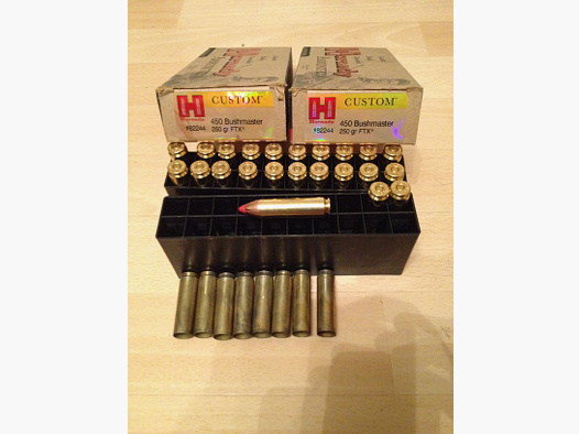 450 Bushmaster  23 Schuss + Hülsen UNTERM Händlerpreis! Hornady FTX