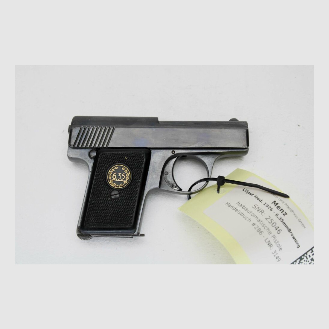 Pistolet Menz Mod Liliput 1926 Kal. 6,35mm Browning bez ważnego dowodu