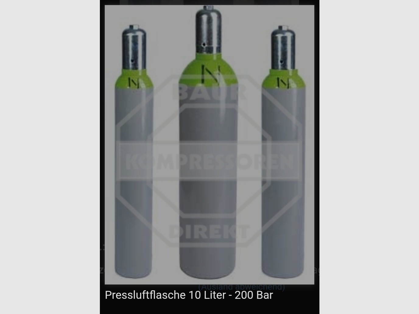 Compressed air bottle for filling air rifle cartridges 10L