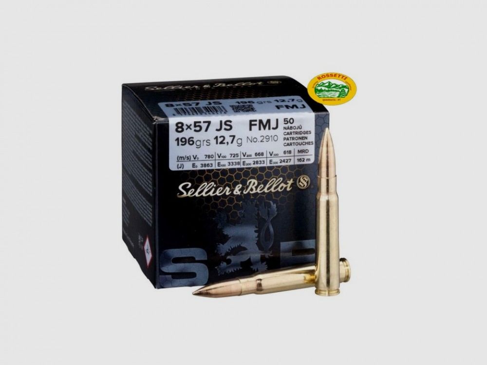 SELLIER & BELLOT Munition Kal. 8X57JS FMJ 196 gr. Packung 50 Stk. 2910