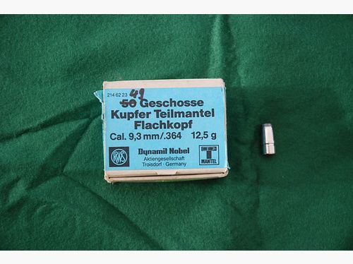 RWS Geschosse 9,3mm/.364 Kupfer Teilmantel 12,5g/193GR 49 Stück
