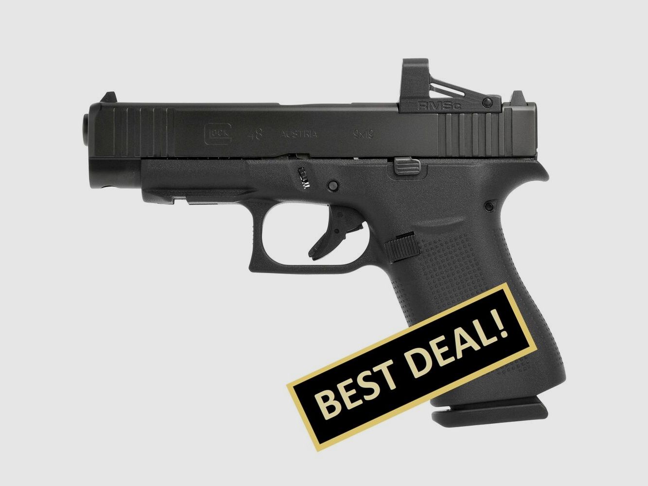 Glock Pistole 48 mit montiertem RMSc Shield Red Dot 9 mm Luger