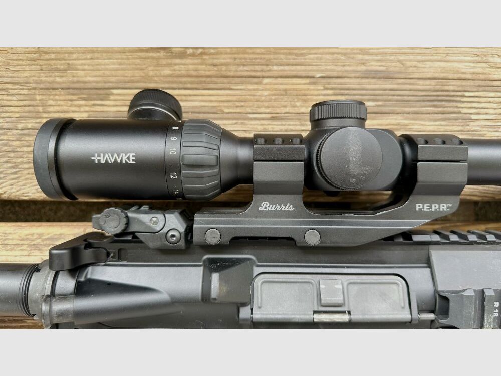 Haenel Mod. CR 223 mit Hawke 6-18x50 Endurance Zweibein offene Visierung Ko .223Rem