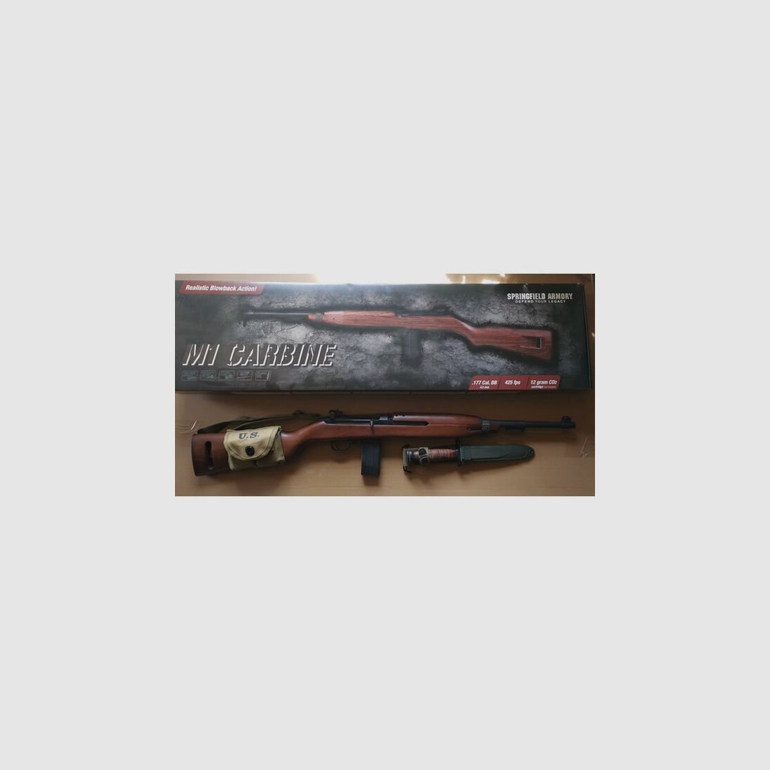 Springfield M1 Carbine co2 4,5mm BB Blowback Echtholz Schaft mit extra Zubehör(Siehe Beschreibung)