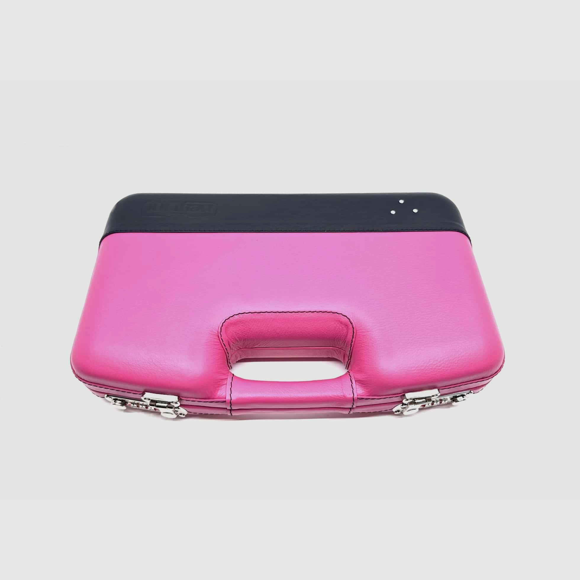 Negrini Lusso 2028TPL Pistolenkoffer Leer Roze / Zwart met Swarovski Steen 325x165x70mm, afbeelding 2 van 5