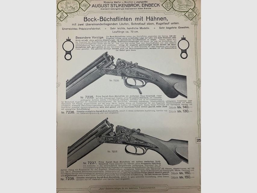 Weapon catalog August Stukenbrok Einbeck, Modern weapons, ammunition, hunting articles
