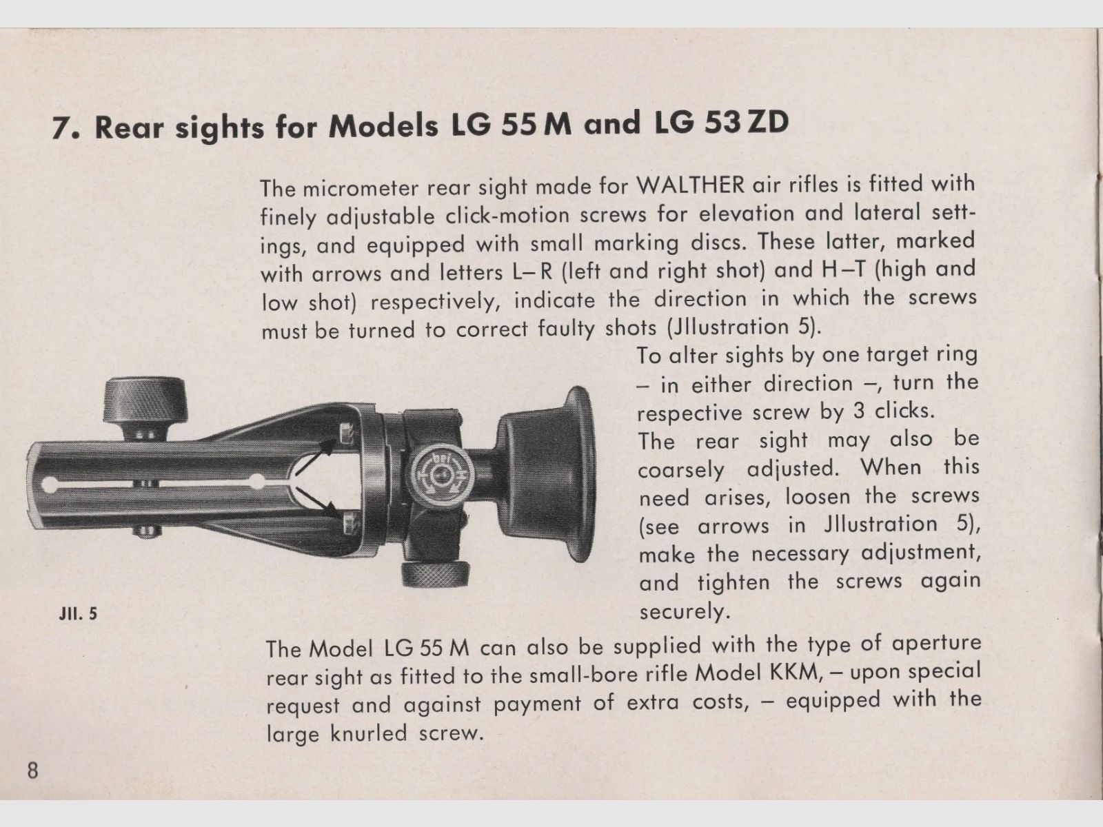 Diottra di precisione Walther modello LG 55 M KK + tunnel per mirino