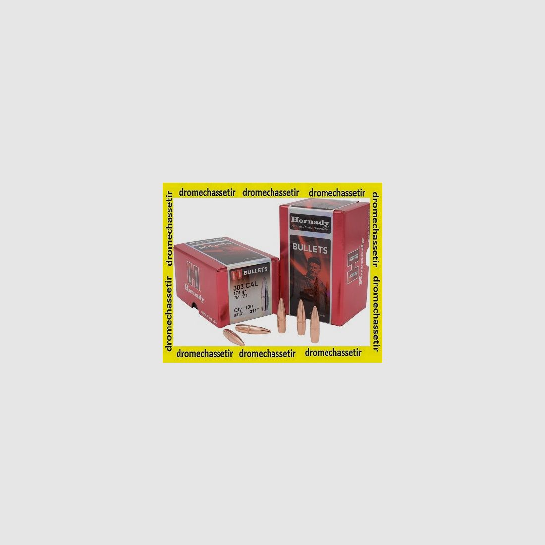 Scatola 100 Proiettili Hornady cal 303 (0.310) FMJBT 174 Grani ref 3131, immagine 1 di 2