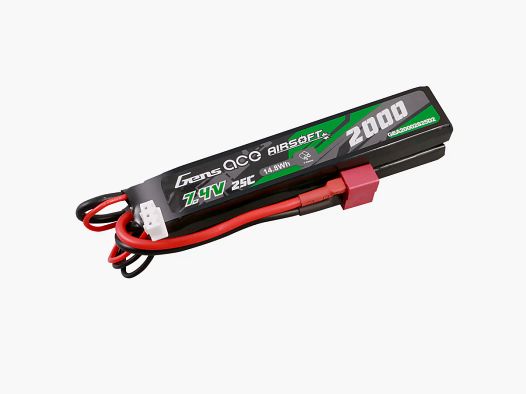 Gens Ace 25C 2000mAh 2S2P 7.4V double stick type with T connector