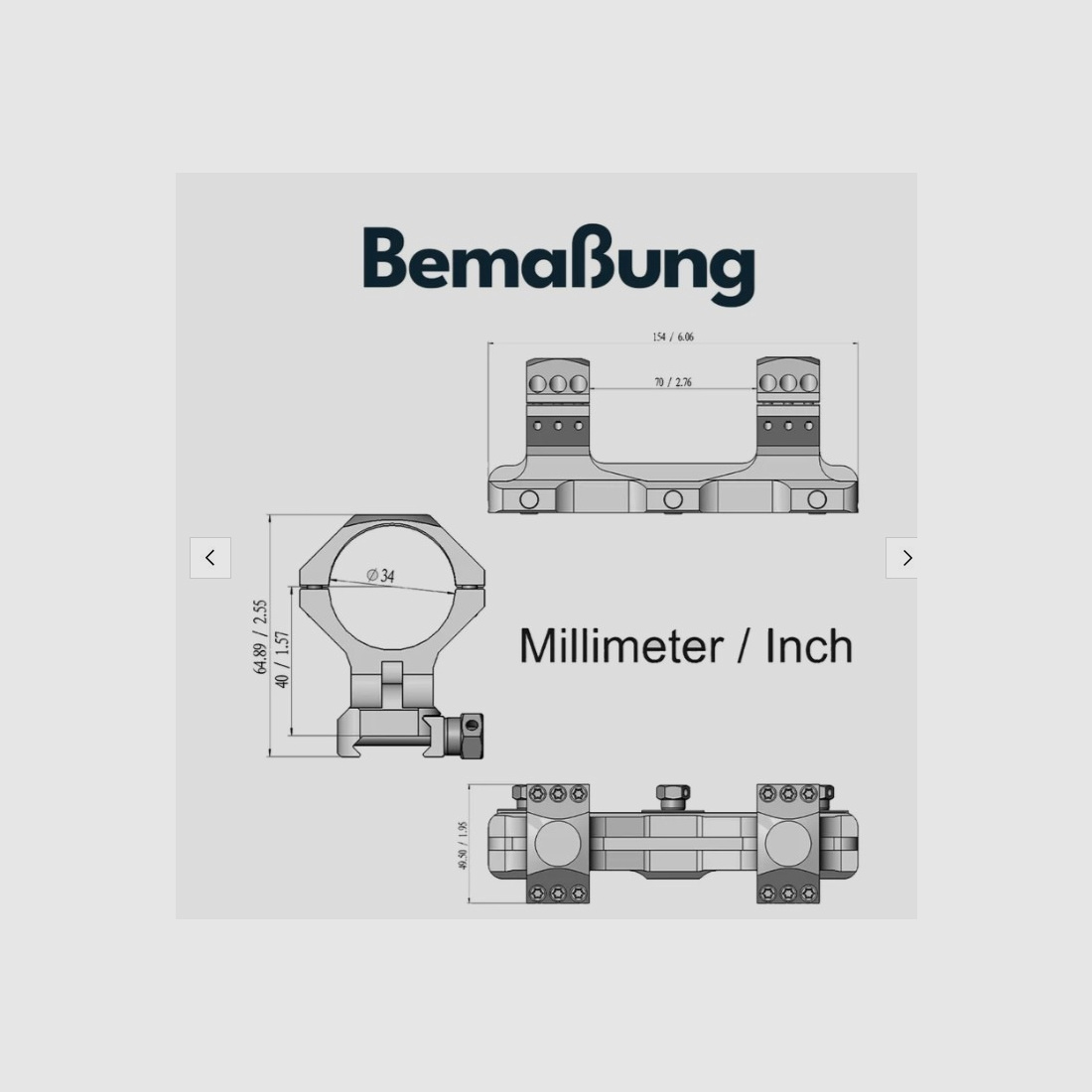 Vector Optics SCTM-58 X-Accu Blockmontage für 34mm Tubus, 21mm Picatinny, 20MOA Vorneigung, h=40mm
