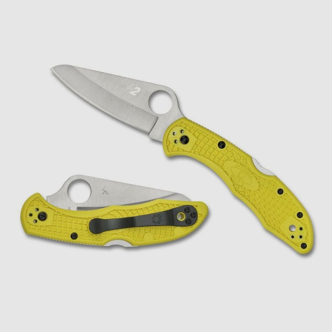 Spyderco Salt 2 Folding Knife with Smooth Yellow FRN Handle and Steel, image 2 of 3