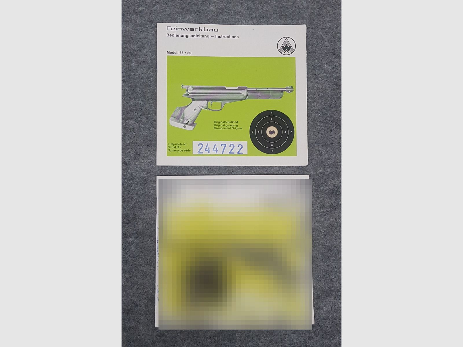 Feinwerkbau FWB Mod. 65 / 80 Beschreibung Bedienungsanleitung Luftpistole Luftgewehr KK Gewehr Co2 Pistole siehe Beschreibung. Preis ab