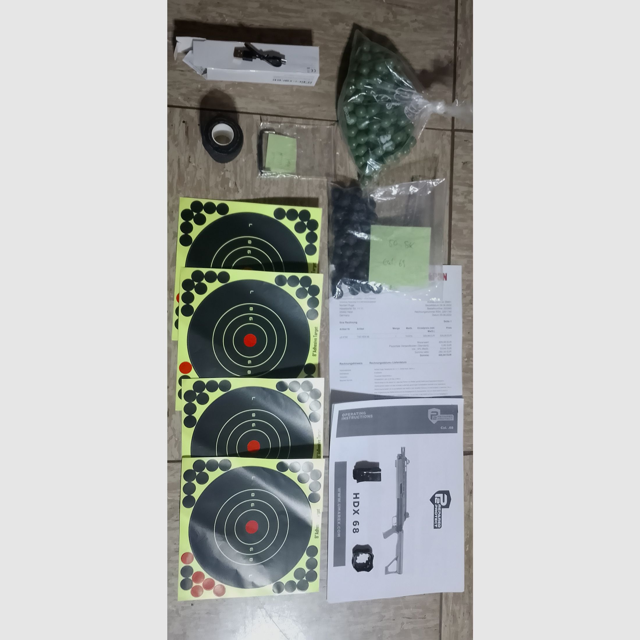 T4E RAM Shotgun Hdx68 Set Pumpgun cal .68 Zielfernrohr Tragegurt Paintballs Kit neuwertig