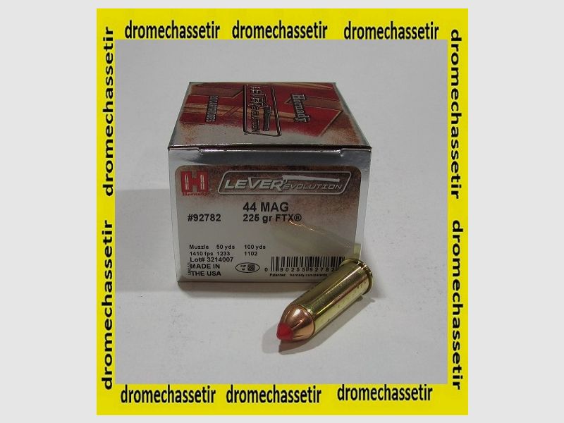 BOX 20 CARTRIDGES HORNADY 44REMINGTON MAGNUM 225GR FTX 92782