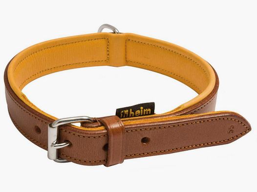 Collare per cane in pelle marrone, foderato in pelle - Casa - Collare in pelle 35 cm