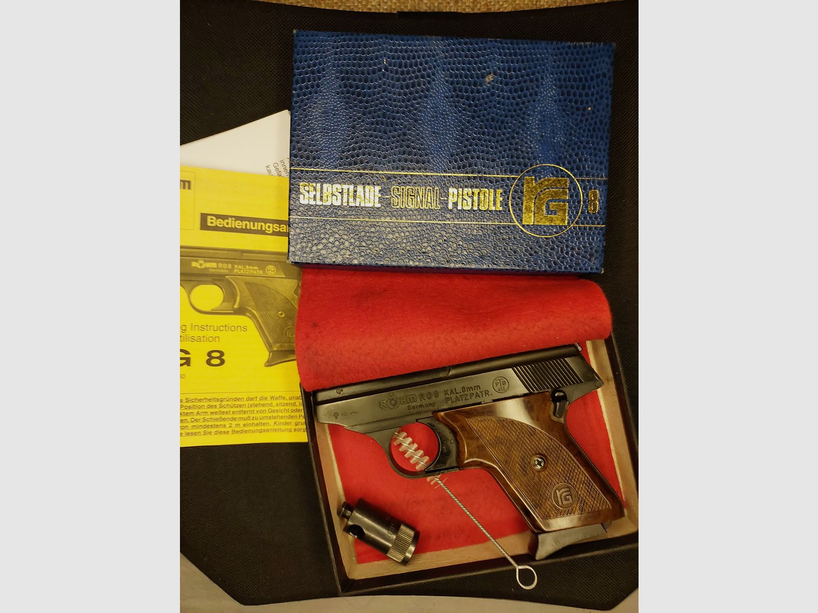 Röhm RG8 / RG 8 Schreckschusspistole 8 mm K. PTB 412 mit Schachtel und Zubehör