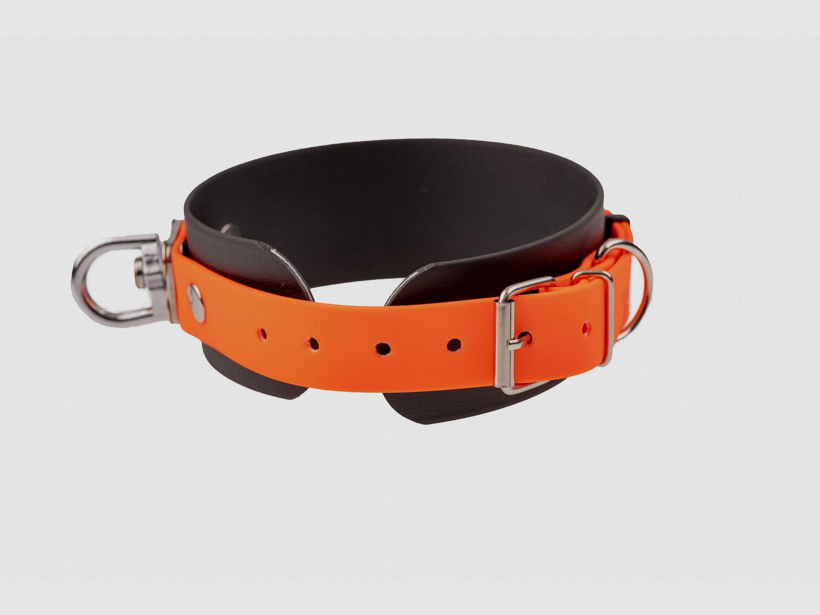 Collare da traccia BioThane 50 mm 38–52 cm nero-arancione, immagine 1 di 3