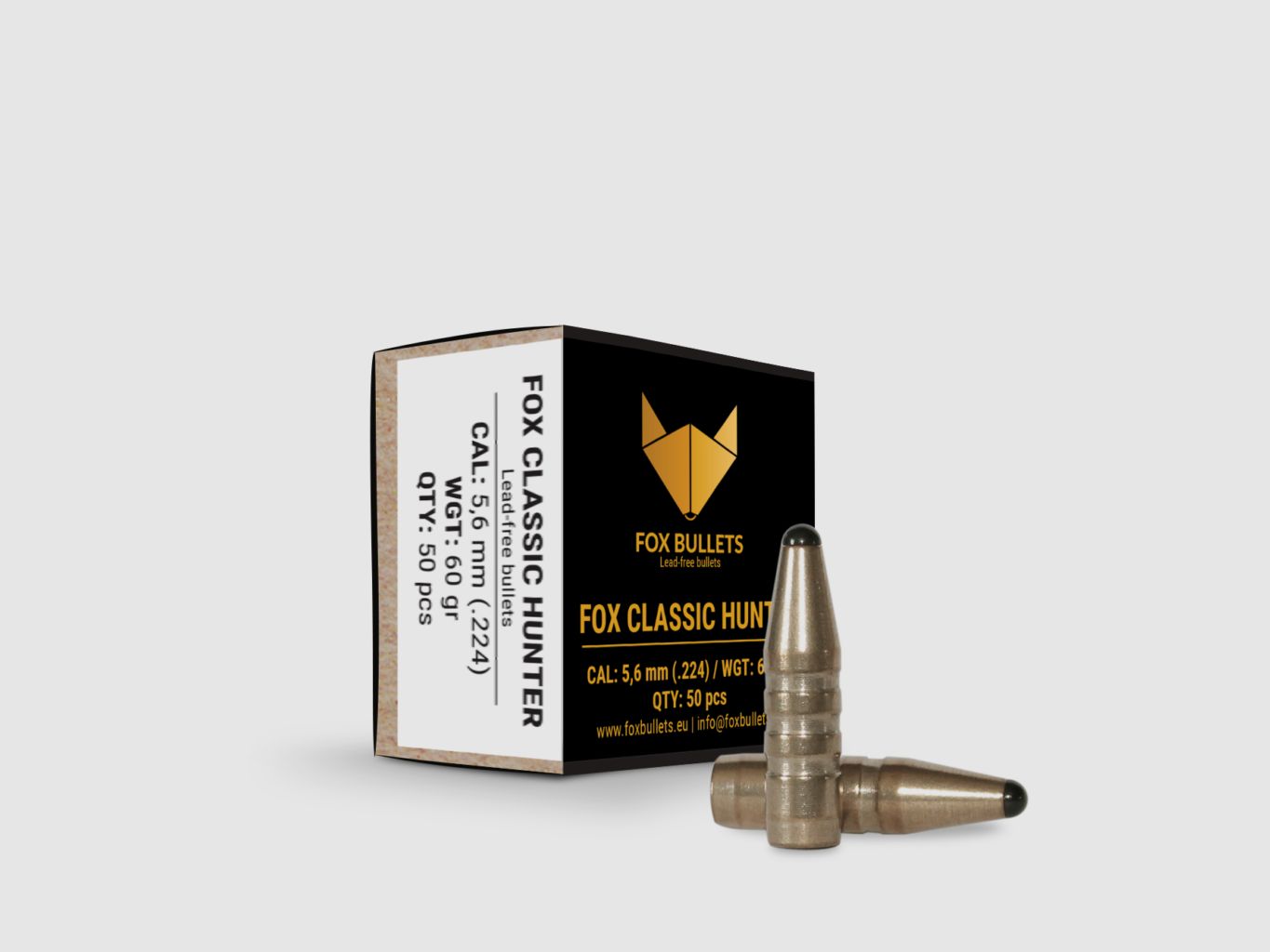 Fox Bullets Classic Hunter .224 3,9 g / 60 gr bleifreie Geschosse – 50 Stück