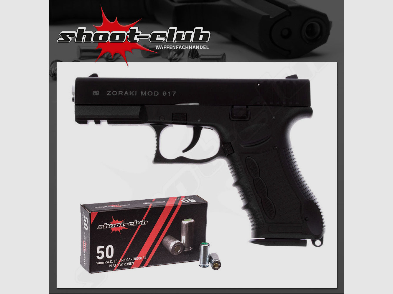 Zoraki 917 schwarz-chrom Schreckschusspistole 9 mm P.A.K. inkl. 50 Platzpatronen