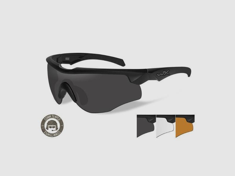 WILEY X TACTICAL BRILLEN MIT BALLISTISCHEM SCHUTZ MOD. ROGUE – 3 Linsen