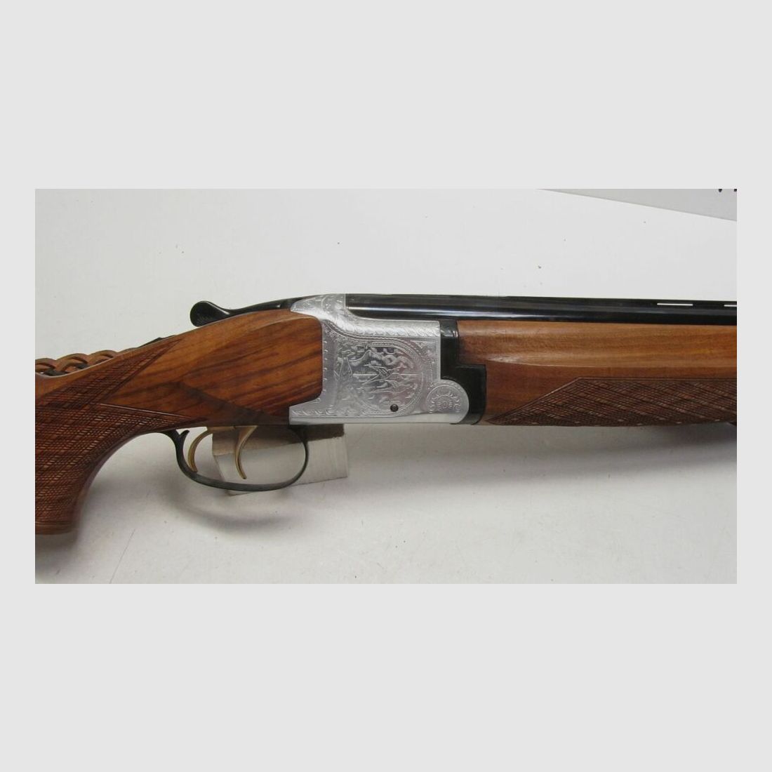 Bockdoppelflinte Laurona Spanien 12/70, LL 71 cm, sehr schöner Schaft 12/70