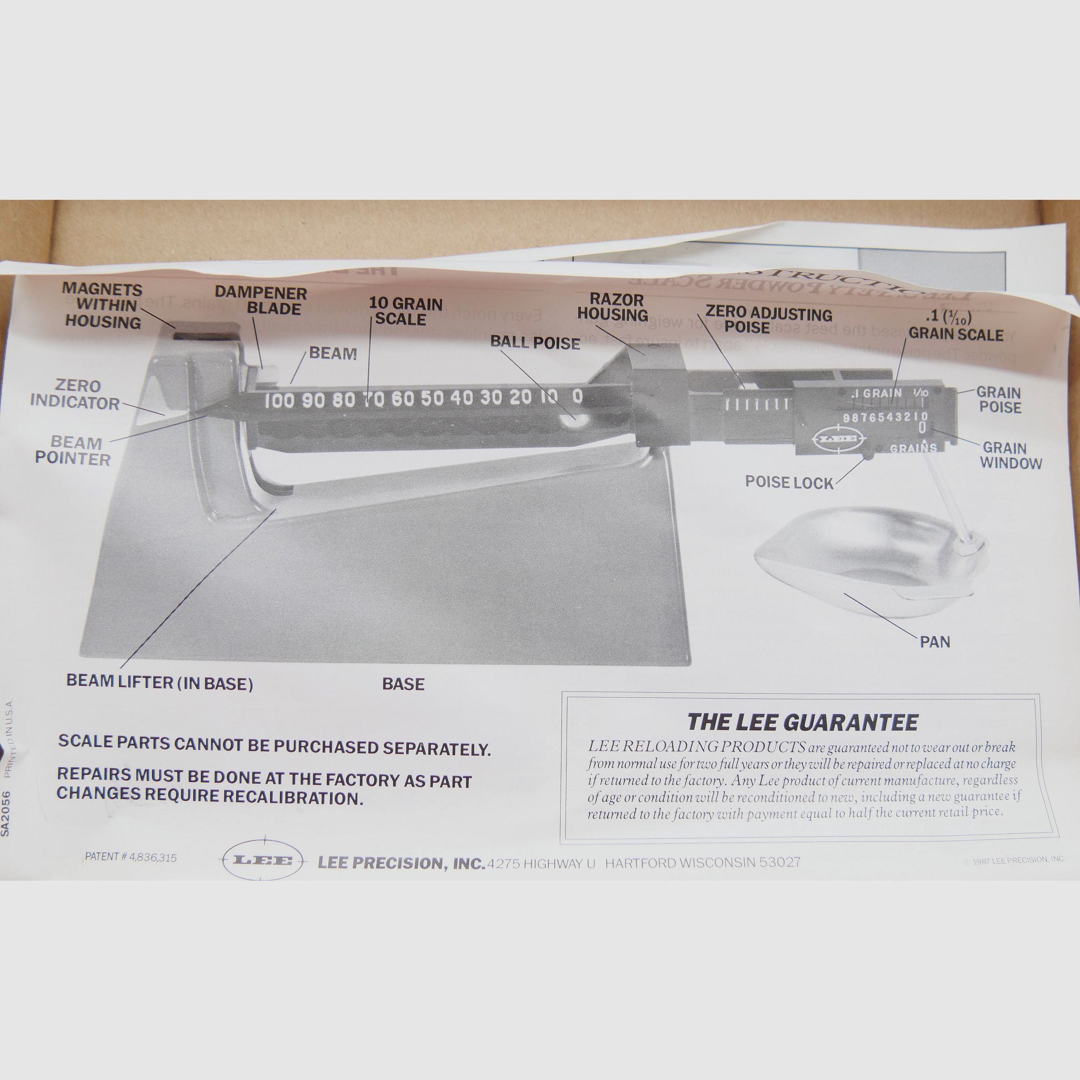 Lee Safety Powder Scale, Bild 3 von 4