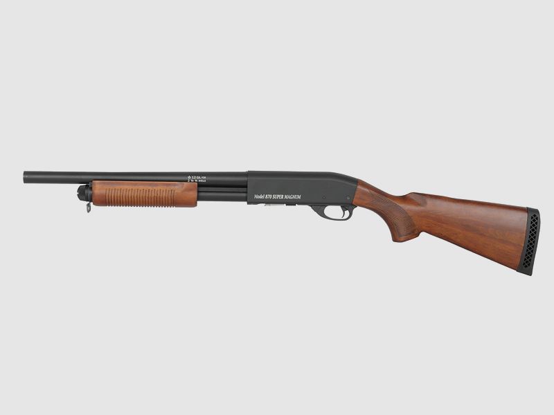 ST870 Pump Action Shotgun max. 0,5J Federdruck, Echtholz, kurze Version