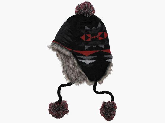 Chapeau "Peru Ica", avec fourrure, noir/rouge