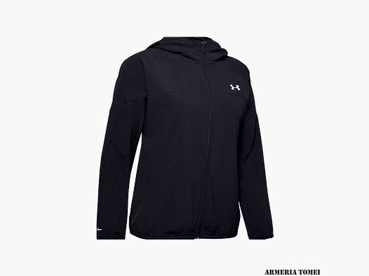 UNDER ARMOUR – DAMEN – HOODIE WOVEN BRANDED FULL ZIP Schwarz / Onyx Weiß