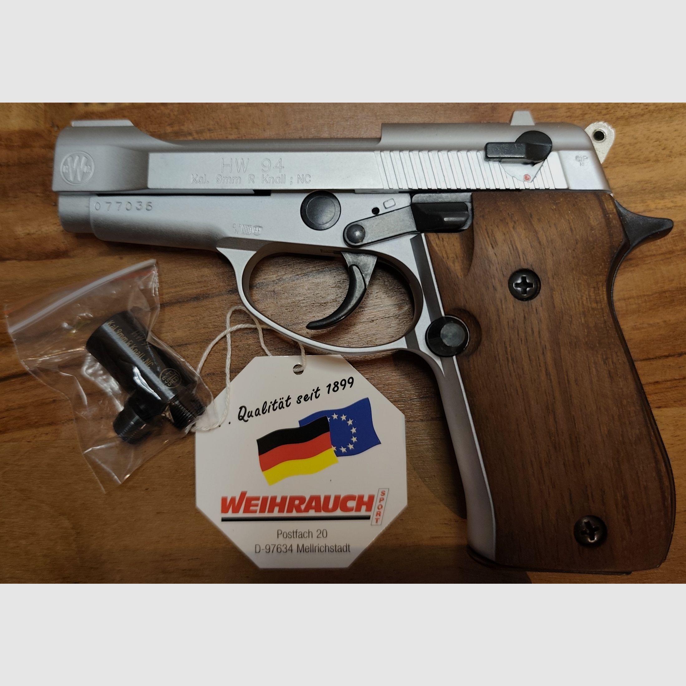 Weihrauch HW 94 Steal Look braune Echtholzgriffe PTB 855 Großes Smmler-Set