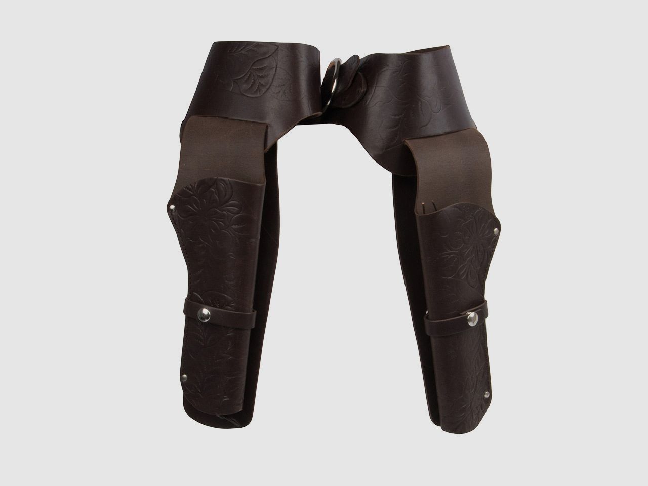 Western Revolvergurt mit Verzierungen LĂ¤nge 110 cm dunkelbraun mit 2 Holster