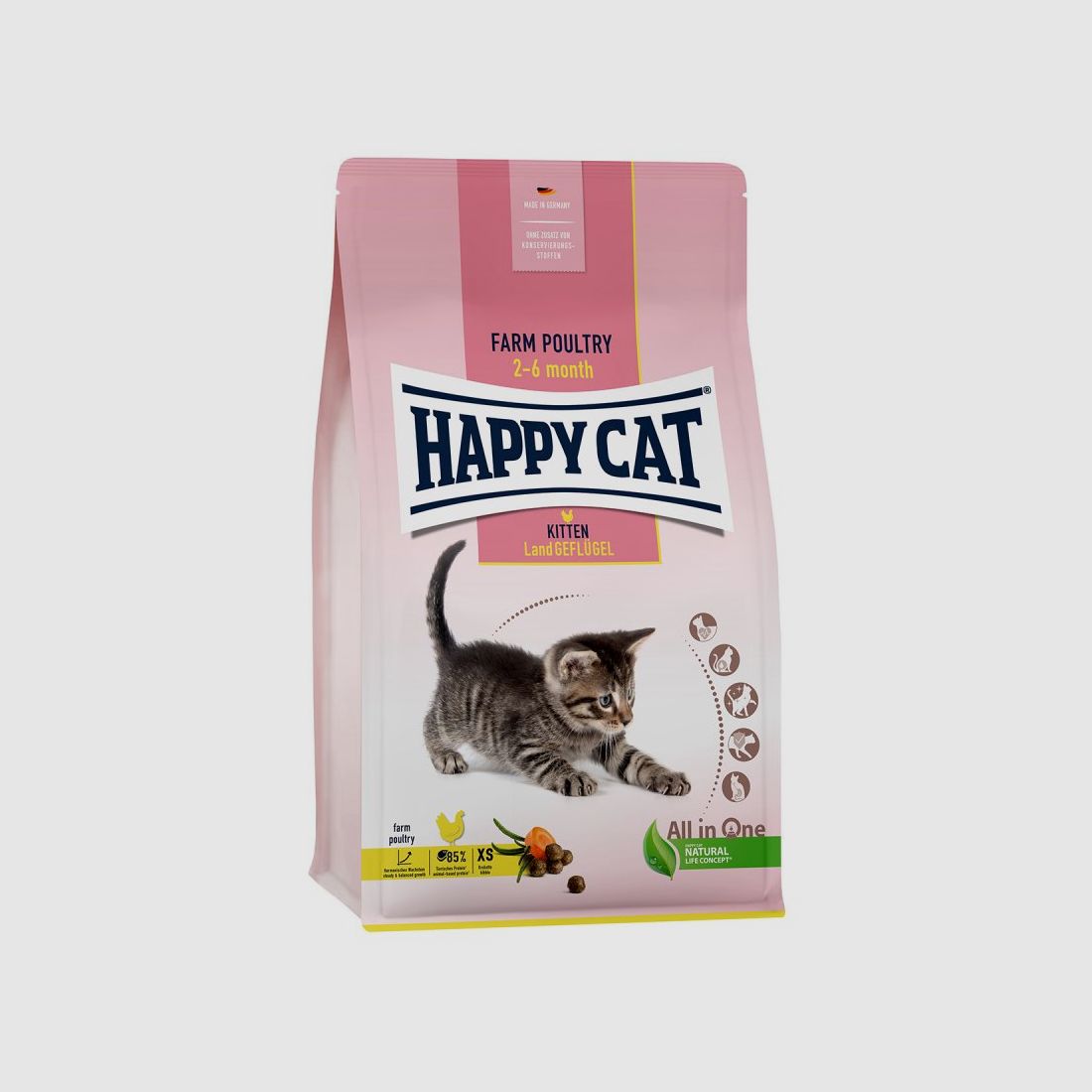 Happy Cat Katzen Trockenfutter Kitten Land Geflügel 1,3 kg x 4 Stk.
