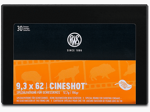 9.3×62 RWS Cineshot 12.7g. / 196grs.