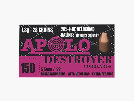 Spitzkopf Diabolos Apolo Destroyer Copper Kaliber 5,5 mm 1,8 g glatt Kupfer 150 StĂĽck