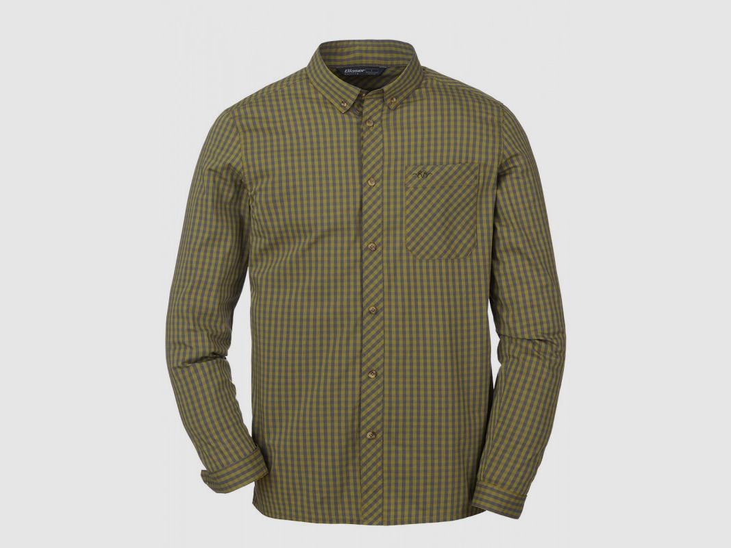 Serge - Stretch Hemd - Olive / Grau Kariert
