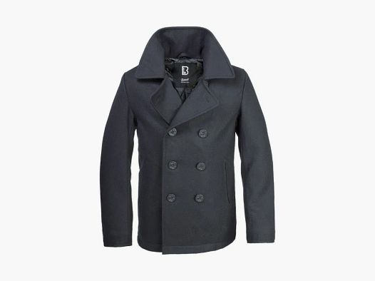 Navy Pea Coat Mantel, Schwarz, Gr. 5XL