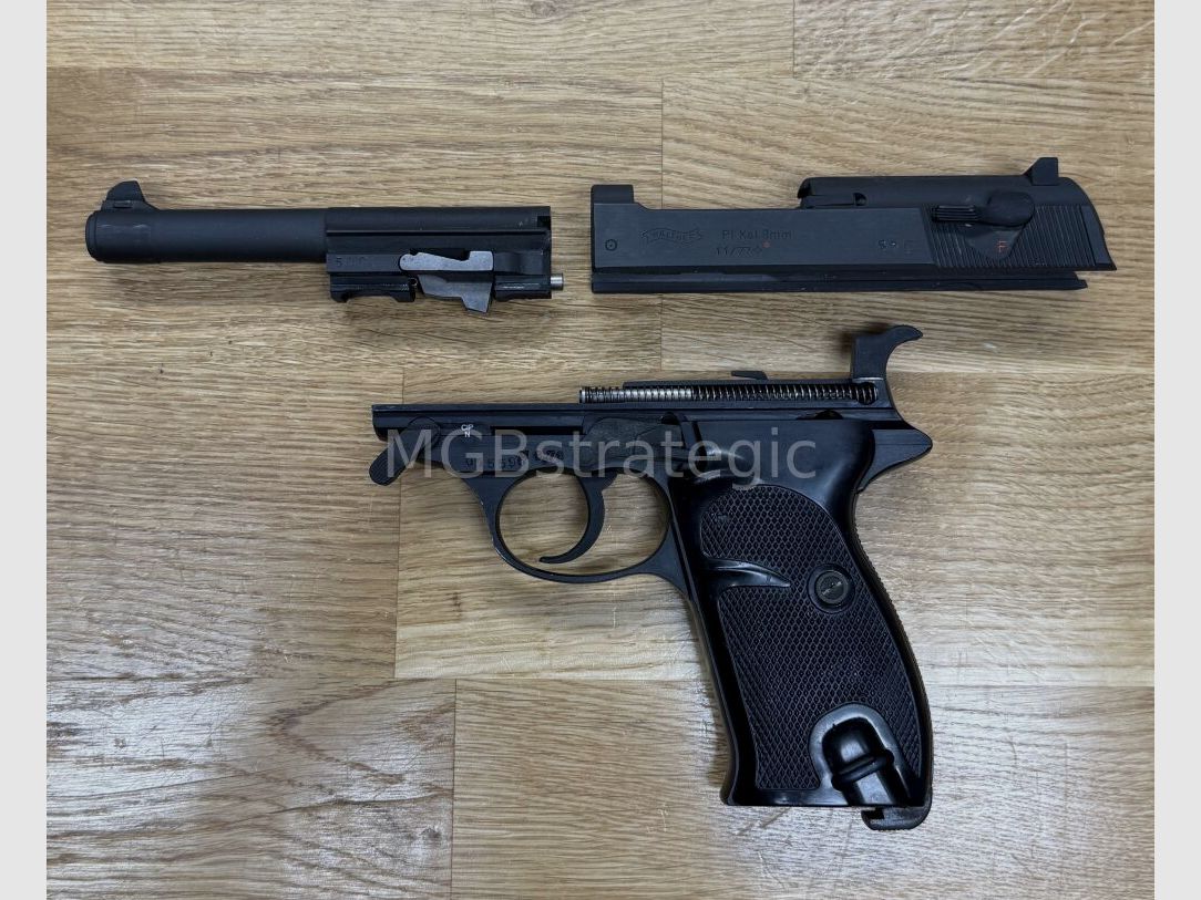 Walther P1 ex stock de depósito de Bundeswehr con bolsa de depósito incluida 1x cargador P38 pistola semiautomática 9mm Luger P 38 / con embalaje de depósito ex stock Bw