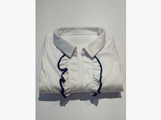 Blouse à manches longues Wallmann avec volants en blanc/bleu foncé