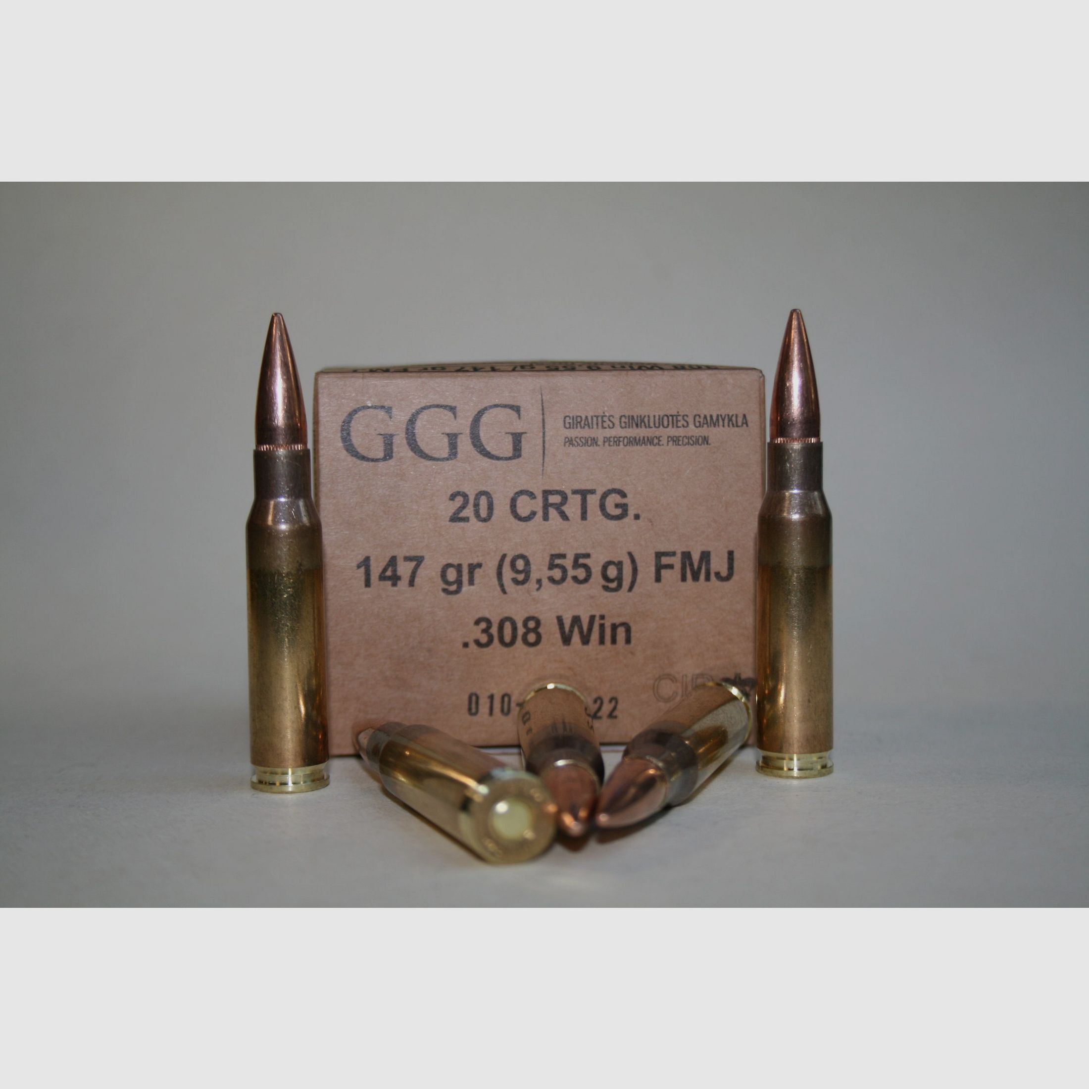Munition GGG .308 Win FMJ 9,55 g (147 gr) (Schachtel mit 20), Bild 1 von 2