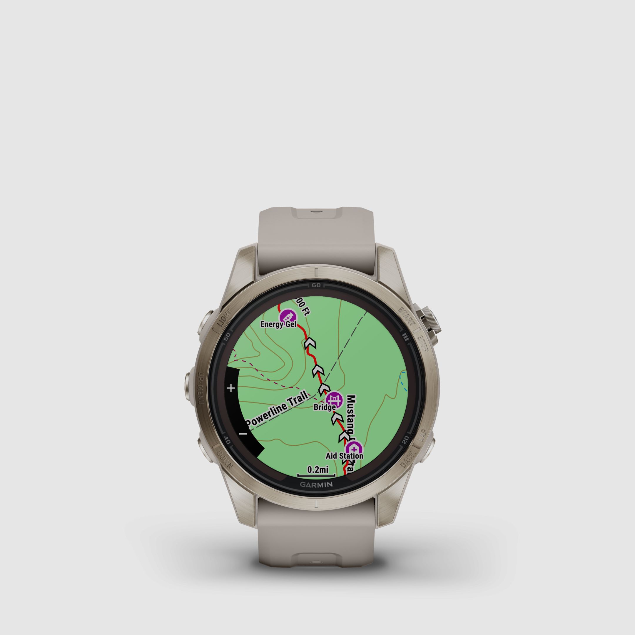 Garmin fēnix® 7S Pro – Sapphire Solar Edition, Beige/Oro chiaro con cinturino in silicone QuickFit® da 20 mm