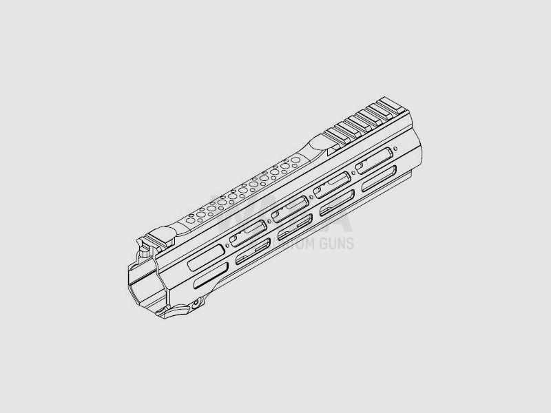 B&T M-Lock protection des mains OG pour HK416 / MR223 (11") avec découpe pour "Overgripp" sur le rail supérieur