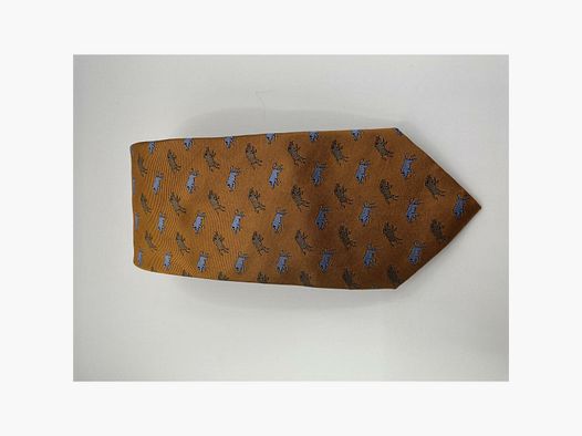Robert Keyte Krawatte 100% Seide orange Motiv beige und blau Wildschwein