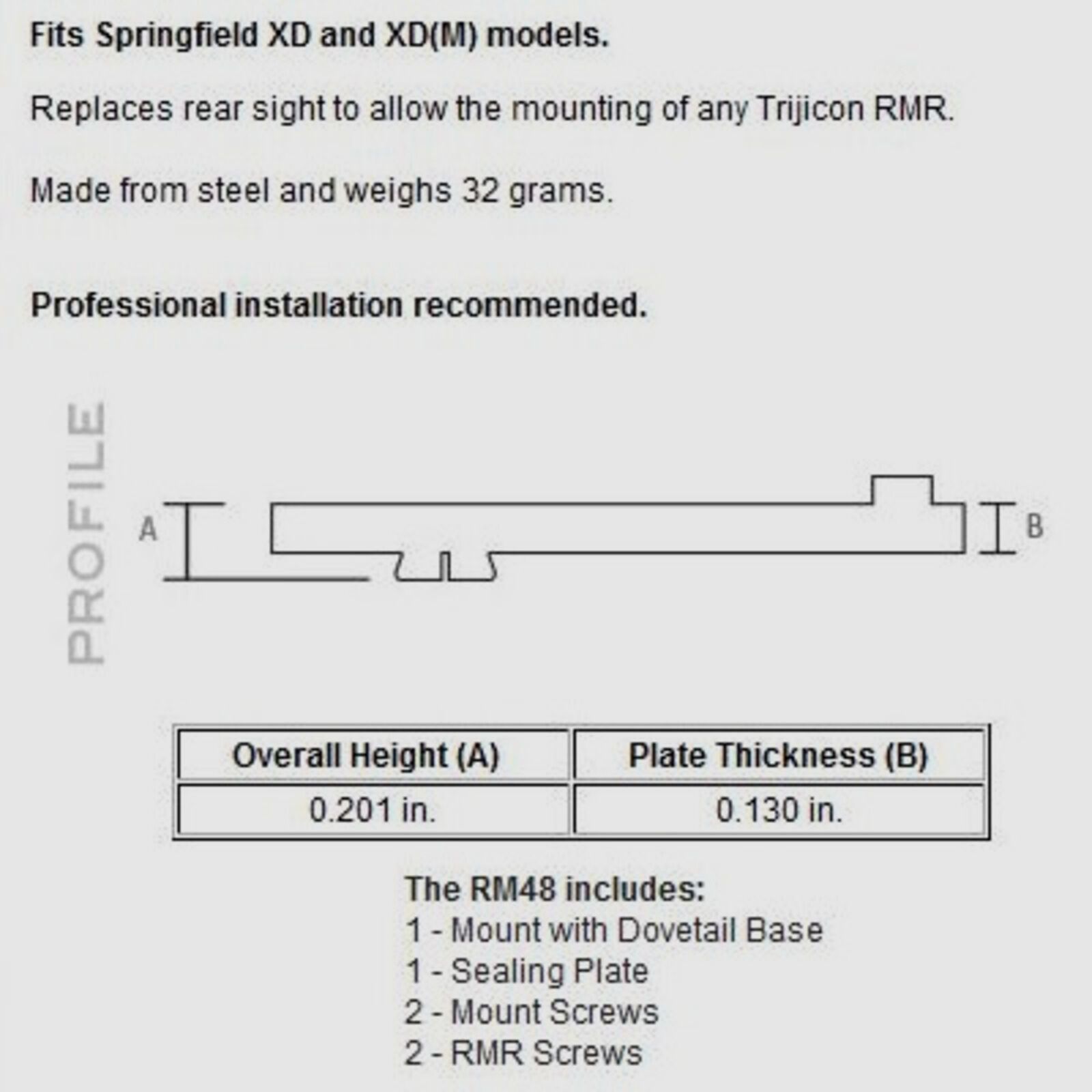 Trijicon RMR/SRO Montage Springfield XD