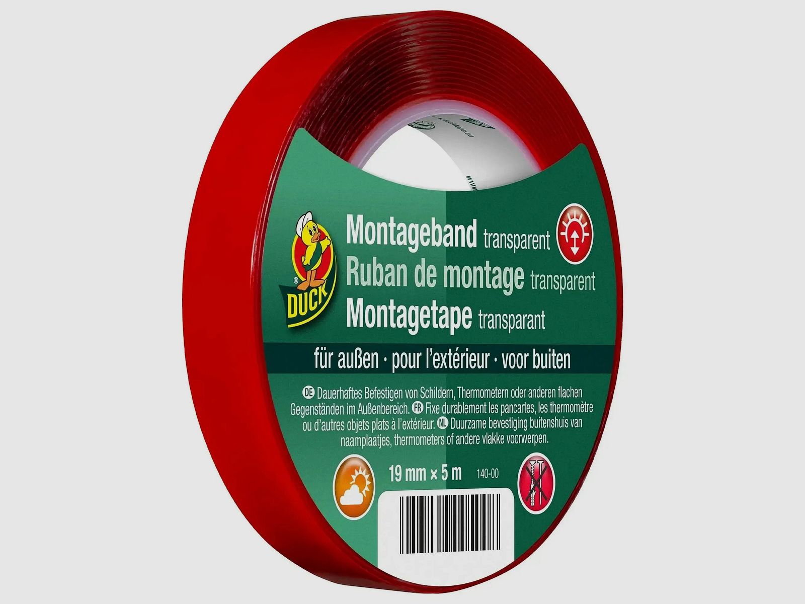 Duck Tape Duck Tape Montageband Außen 19 mm x 5 m transparent