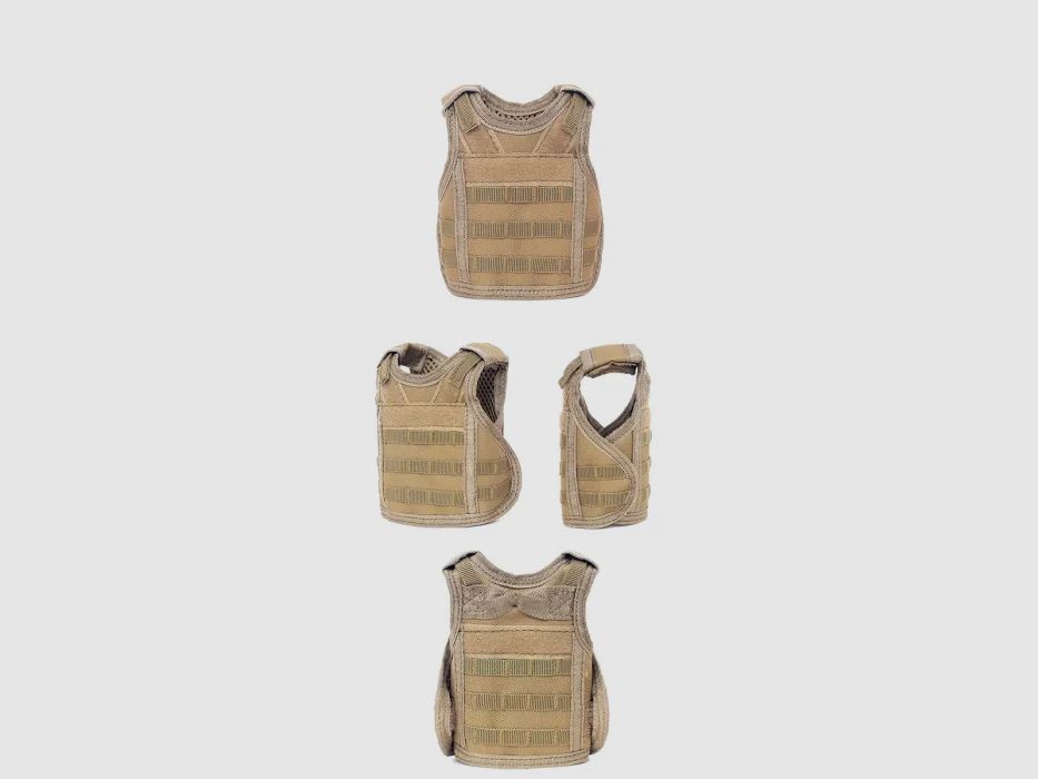 Mini protective vest for beer bottle / wine bottle / thermos bottle - sand