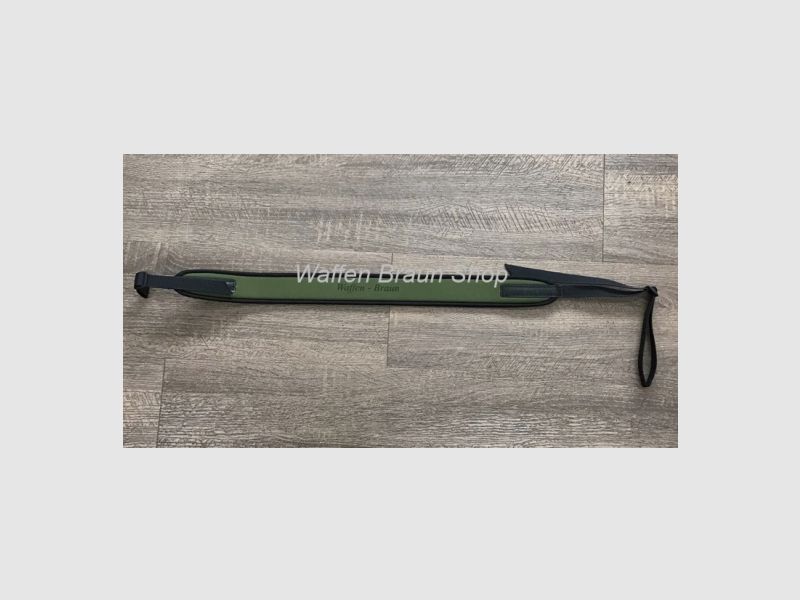 Geweerriemen neopreen met rubberen onderlaag groen "Waffen bruin" 110 cm