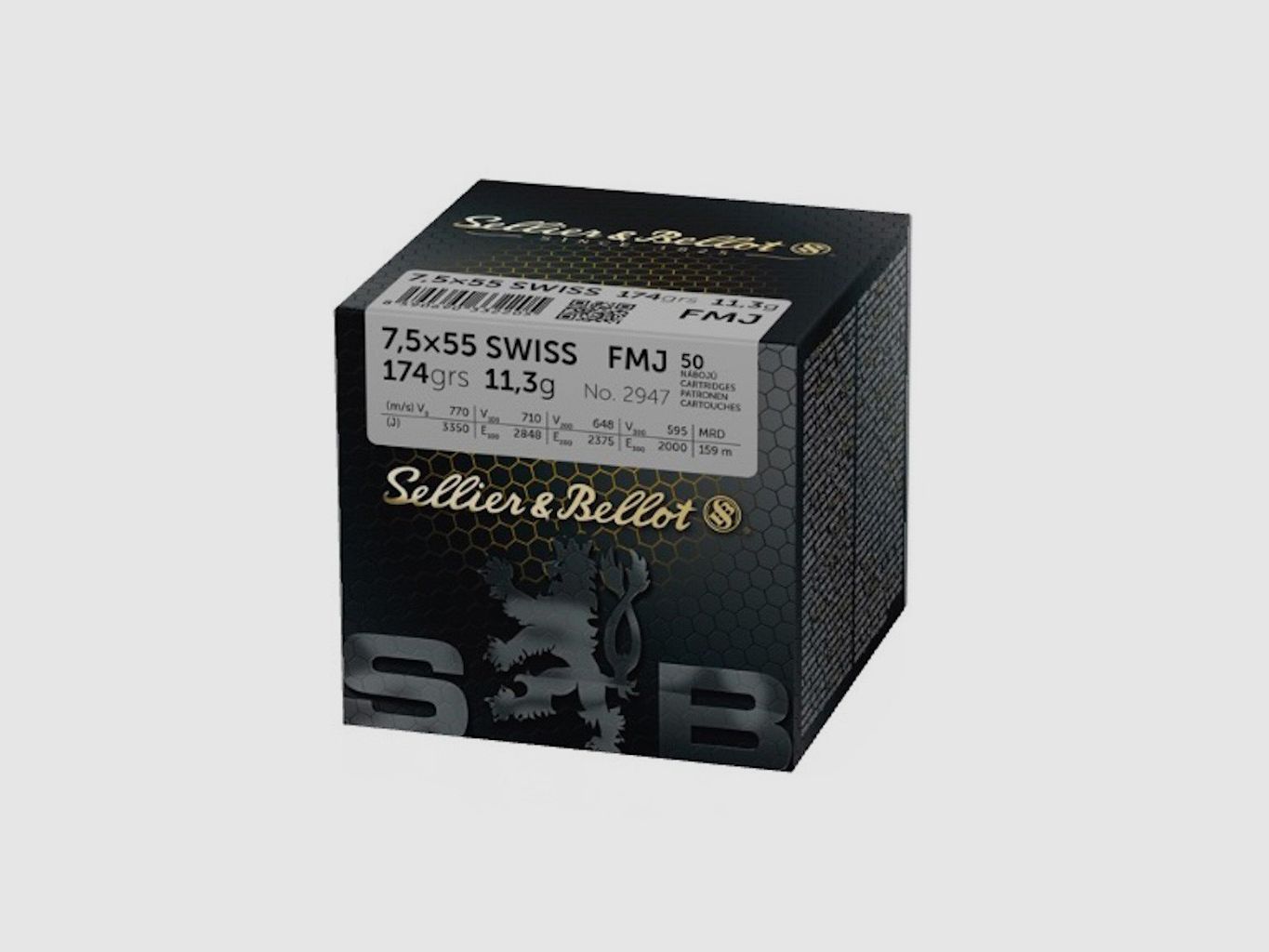 7.5×55 Suisse Sellier & Bellot FMJ 174grs., image 1 sur 2