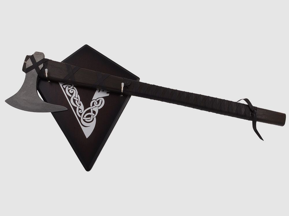 Vichinghi ascia vichinga Sigurd con esposizione in legno